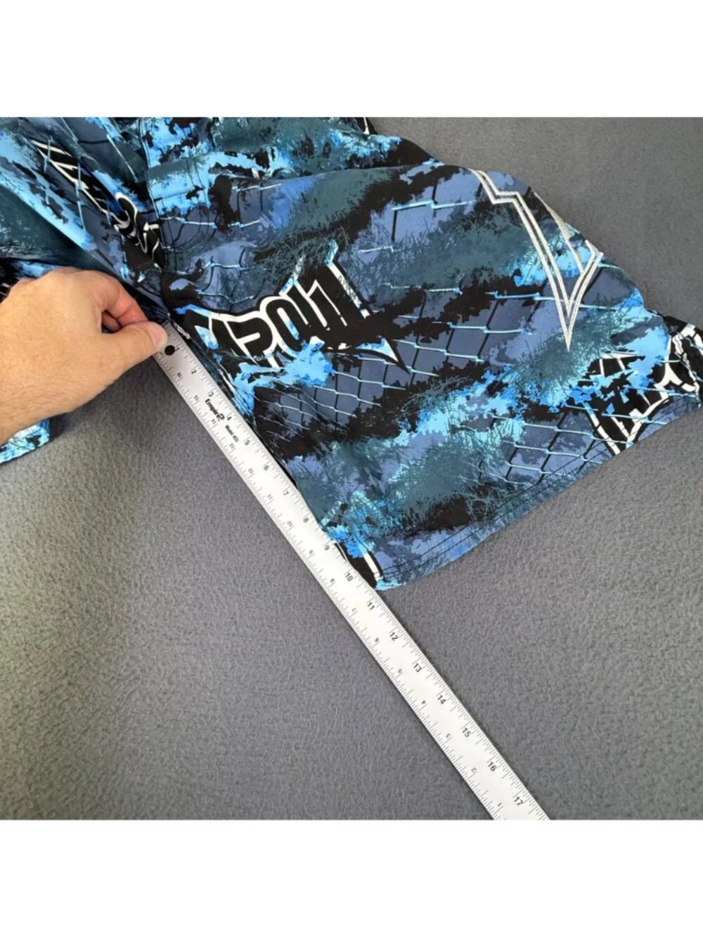 Tapout Men's MMA Fight Shorts Camo Blue Black Gray White  Size 34